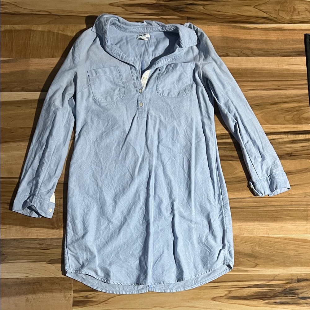 Old Navy Light Blue Denim Shirt Dress